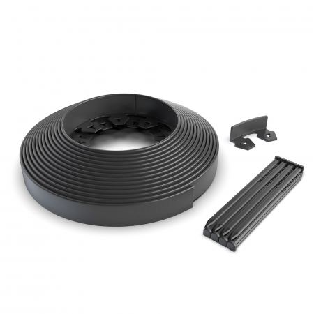 Casa si gradina - Kit Bordura de drenaj pentru gradina PE NewFixLight negru cu ancore (18 buc) si conectori (1 buc) H38mm x L9m - Vodaland gama Terra