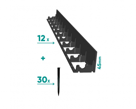 Borduri - Kit Bordura de drenaj din polipropilena pentru pavaj NEW FIX L=12buc, 30 ancore incluse, H45 - Vodaland gama Terra