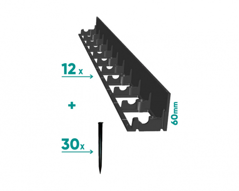 Borduri - Kit Bordura de drenaj din polipropilena pentru pavaj NEW FIX L=12buc, 30 ancore incluse, H60 - Vodaland gama Terra