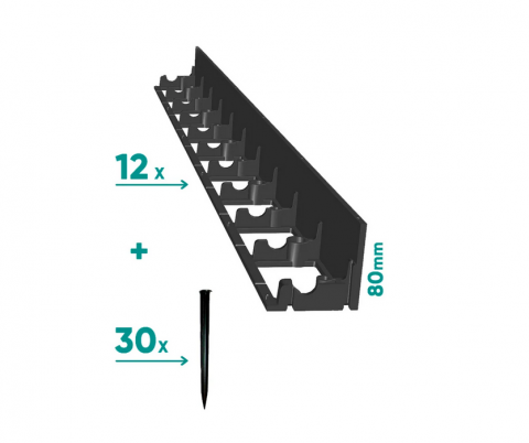 Borduri - Kit Bordura de drenaj din polipropilena pentru pavaj NEW FIX L=12buc, 30 ancore incluse, H80 - Vodaland gama Terra