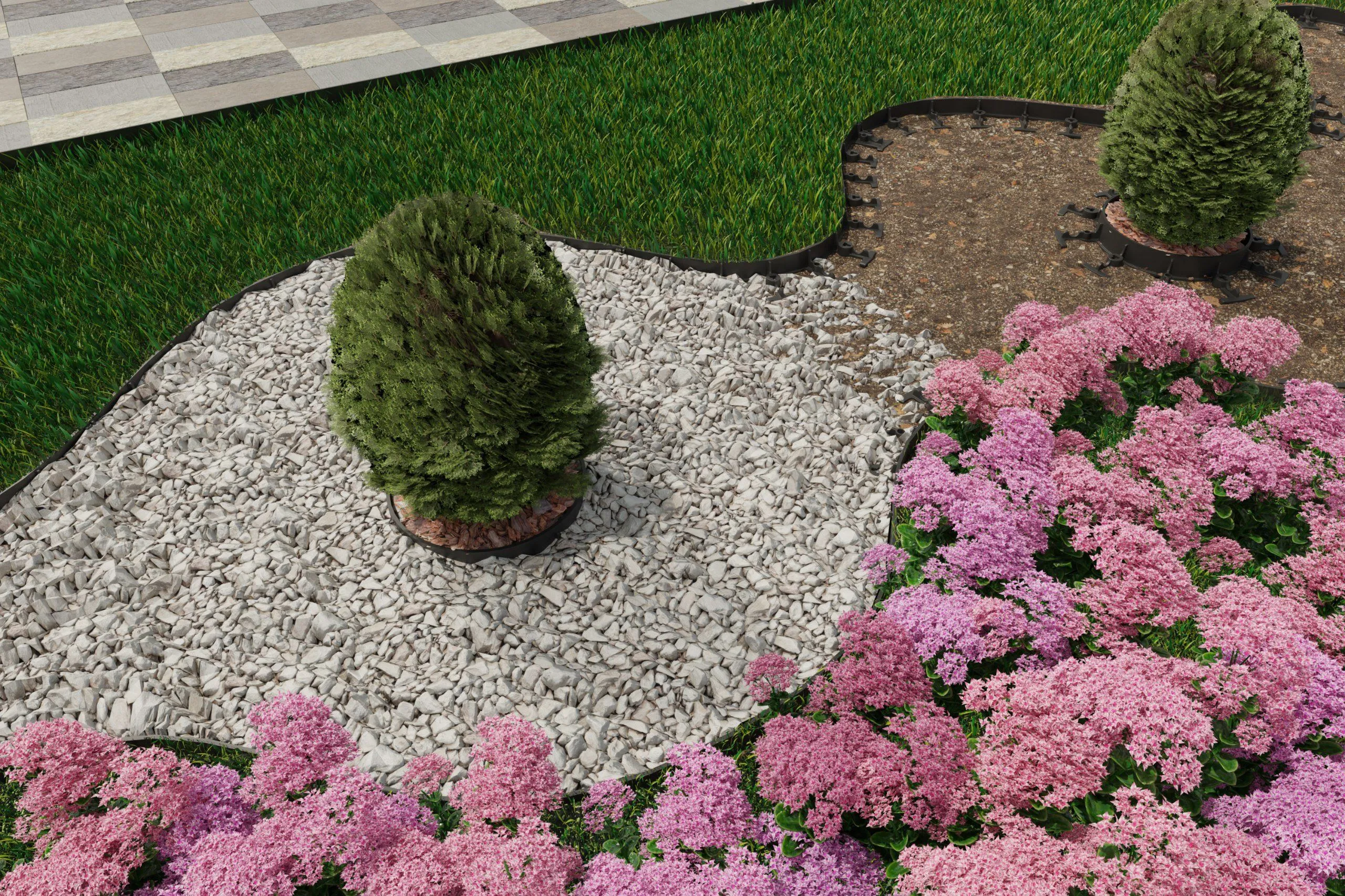 Kit bordura PP pentru pavaj L=1m, 4buc, 12 ancore incluse, H58, negru Vodaland gama Terra [3]