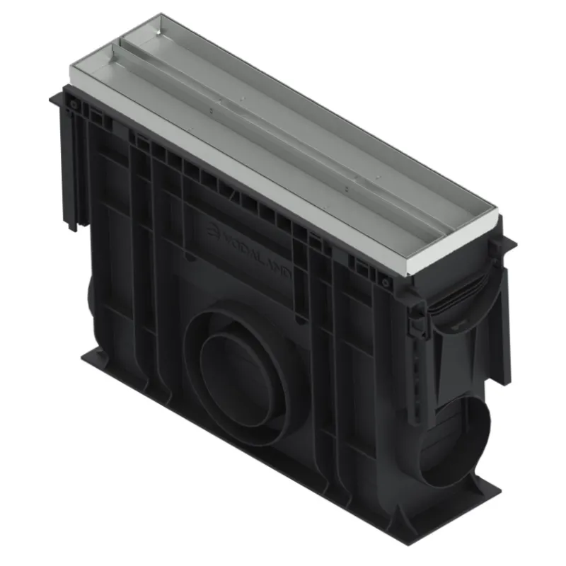 Instalatii de apa si canalizare - Kit camin colector PP BASE LN100 Htot.375 cu element inspectie otel zincat tip fanta T H25 A15-C250 500x156x375 Vodaland gama Drain
