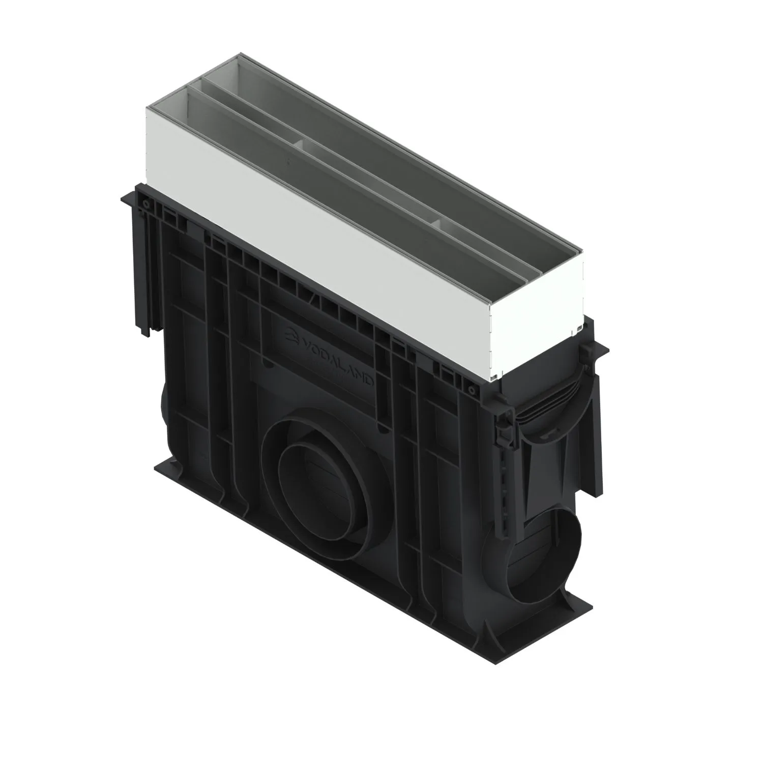 Instalatii de apa si canalizare - Kit camin colector PP BASE LN100 Htot.450 cu element inspectie otel zincat tip fanta T H100 A15-C250 500x156x450 Vodaland gama Drain