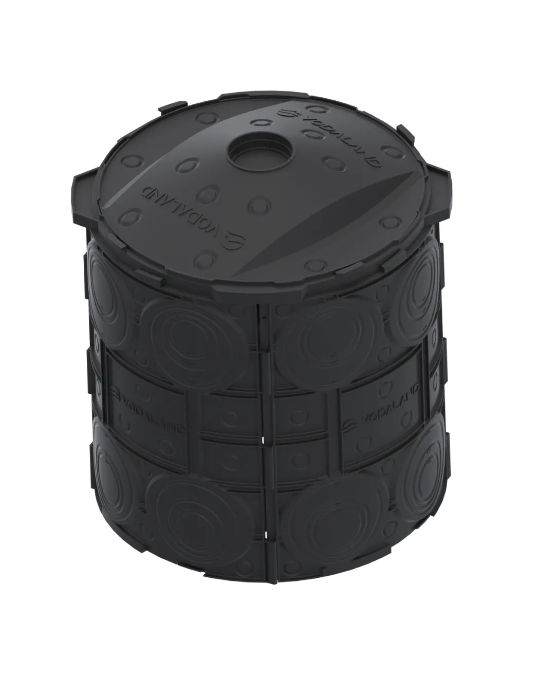 Instalatii de apa si canalizare - Kit Camin de infiltratii PP BASE cu capac si 2.3mp geotextil Dext. 673 H710 Vodaland gama Drain