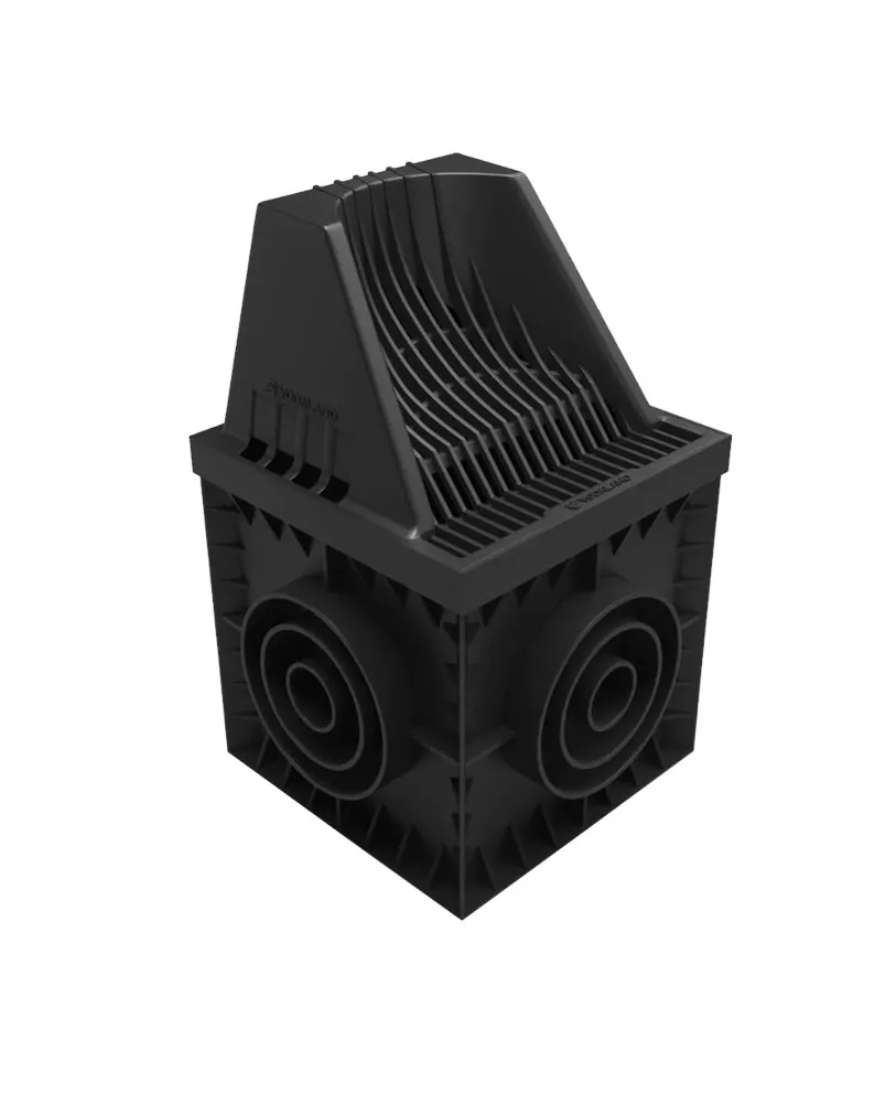 Tevi, fitinguri, robineti si accesorii - Kit camin din polipropilena model BASE, patrat negru gratar parafrunzar din polipropilena pietonal 300x300 - Vodaland gama Drain