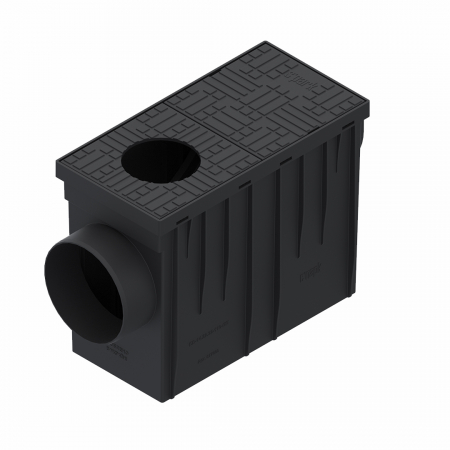Tevi, fitinguri, robineti si accesorii - Kit camin din polipropilena model EASY, scurgere burlan 314x140x221 negru D.Burlan 90/110 D.out110 Orizontal A15 - Vodaland gama Drain