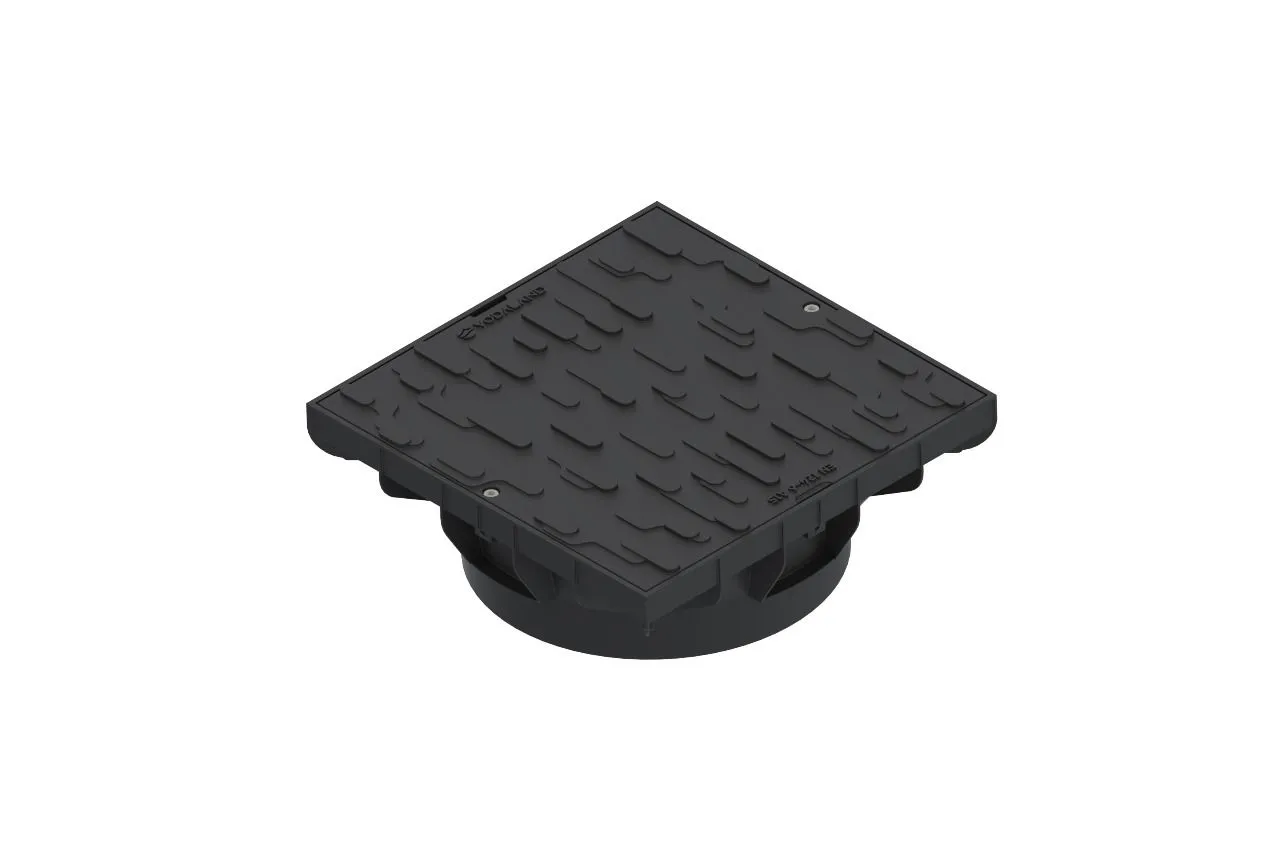 Kit capac PP PIPE BASE patrat cu surub 400x400 cu rama pentru teava DN315 A15 403x403x150 Vodaland gama Drain