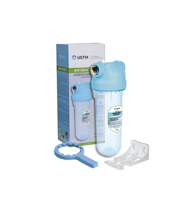 Sistem de epurare a apelor uzate - Kit carcasa filtru apa antibacterian EMI Protect 10" ¾” cu sistem de fixare si cheie - Vodaland gama Clean