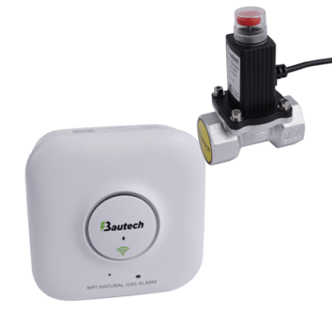 Detectoare de gaz si fum - Kit inteligent detectie gaz metan Bautech SGD RNG WiFi cu electrovalva 3/4