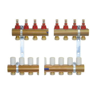 Distribuitoare cu debitmetre - KIT DISTRIBUITOR/COLECTOR EUROCON CU DEBITMETRE, 5 CIRCUITE 1" - VALROM GAMA PexKIT