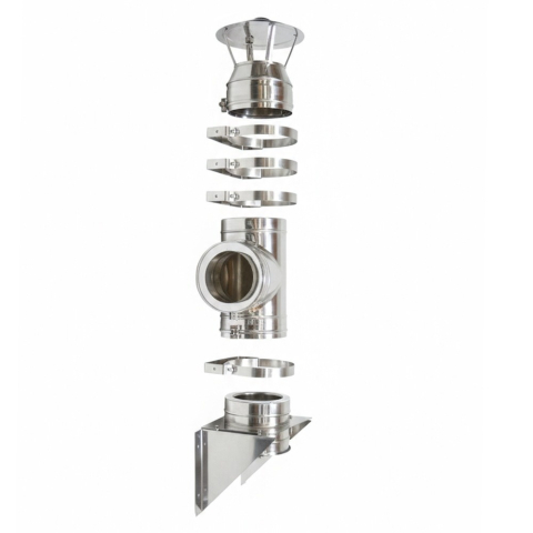 Kit exterior cos fum dublu perete izolat cu vata ceramica 2.5 mm, L, Ø180 mm, model V2 [1]