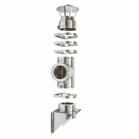 Kit exterior cos fum dublu perete izolat cu vata ceramica 2.5 mm, Ø160 mm, model V2 [6]