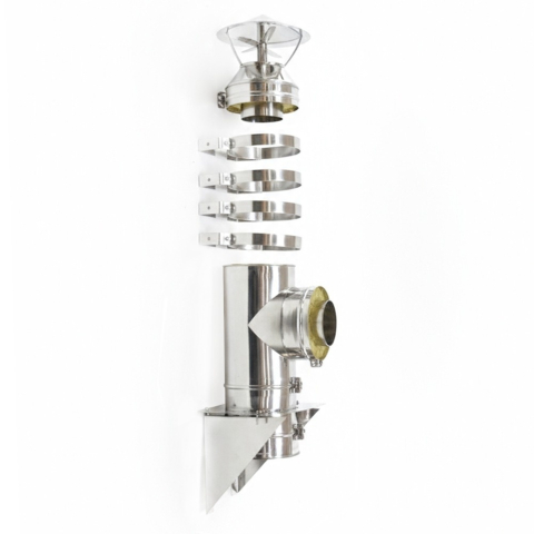 Accesorii cazane combustibil solid - Kit exterior cos fum dublu perete izolat cu vata minerala bazaltica 40 mm, L, Ø200mm