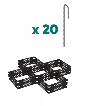 Casa si gradina - Kit geocelule Htot.100mm 2.5m x 6m 15.3m.p cu 20 ancore otel zincat incluse - Vodaland gama Terra