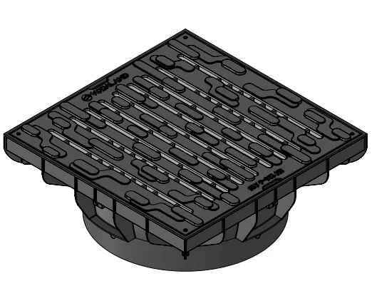 Instalatii de apa si canalizare - Kit gratar PP PIPE BASE patrat 400x400 cu rama pentru teava DN315 A15 403x403x150 Vodaland gama Drain