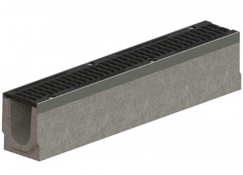 Kit-uri rigole - Kit rigola din fibrobeton seria PRO LN100 Hext.210 muchii otel zincat gratar din fonta D400 1000x160x210 - Vodaland gama Drain