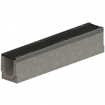 Kit-uri rigole - Kit rigola din fibrobeton seria PRO LN100 Hext.[160/155] muchii otel zincat gratar din fonta D400 1000x160x160 - Vodaland gama Drain