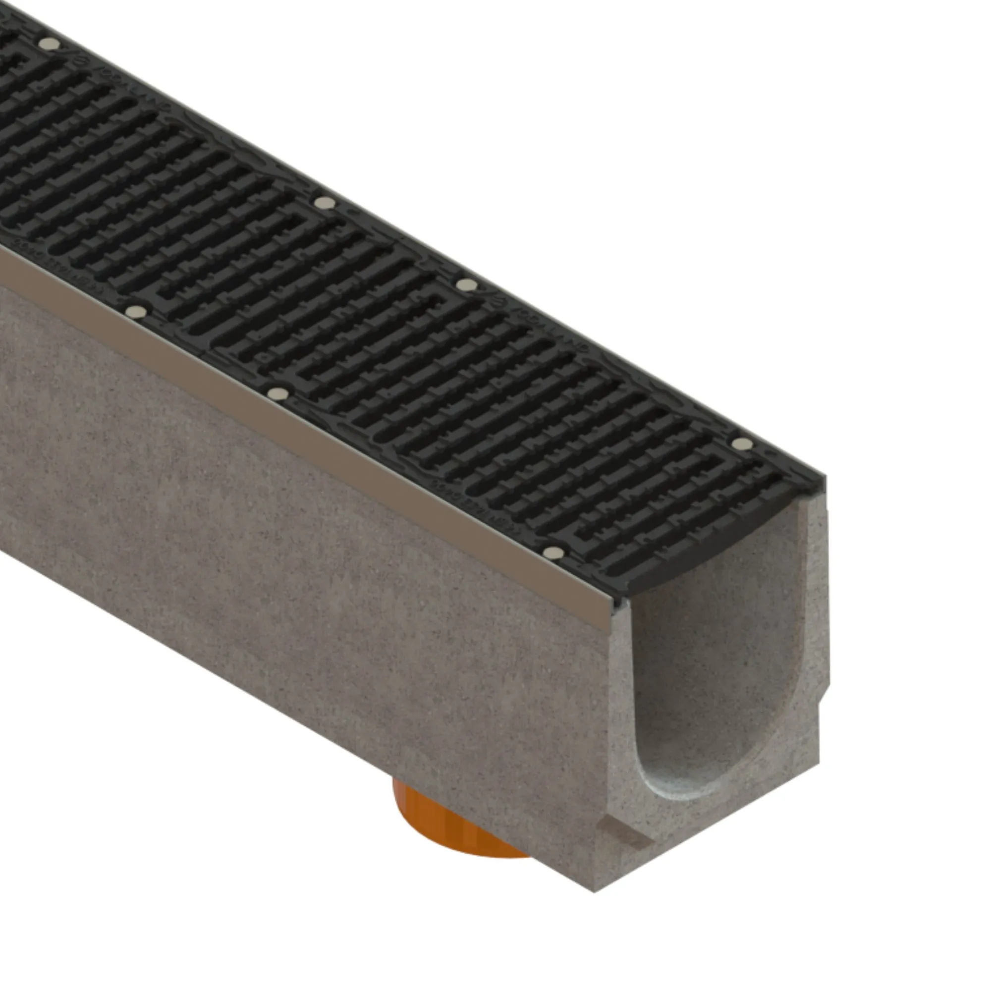 Rigole exterioare si accesorii - Kit rigola fibrobeton PRO LN200 Hext.260 muchii otel zincat, gratar fonta D400 iesire verticala DN200 1000x260x260 Vodaland gama Drain