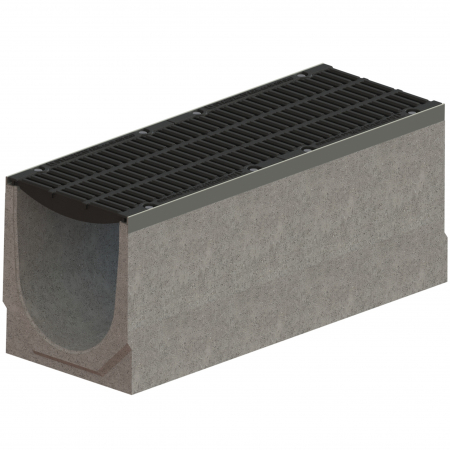 Tevi, fitinguri, robineti si accesorii - Kit rigola din fibrobeton seria PRO LN300 Hext.[360/355] muchii otel zincat gratar din fonta D400 1000x360x360 - Vodaland gama Drain