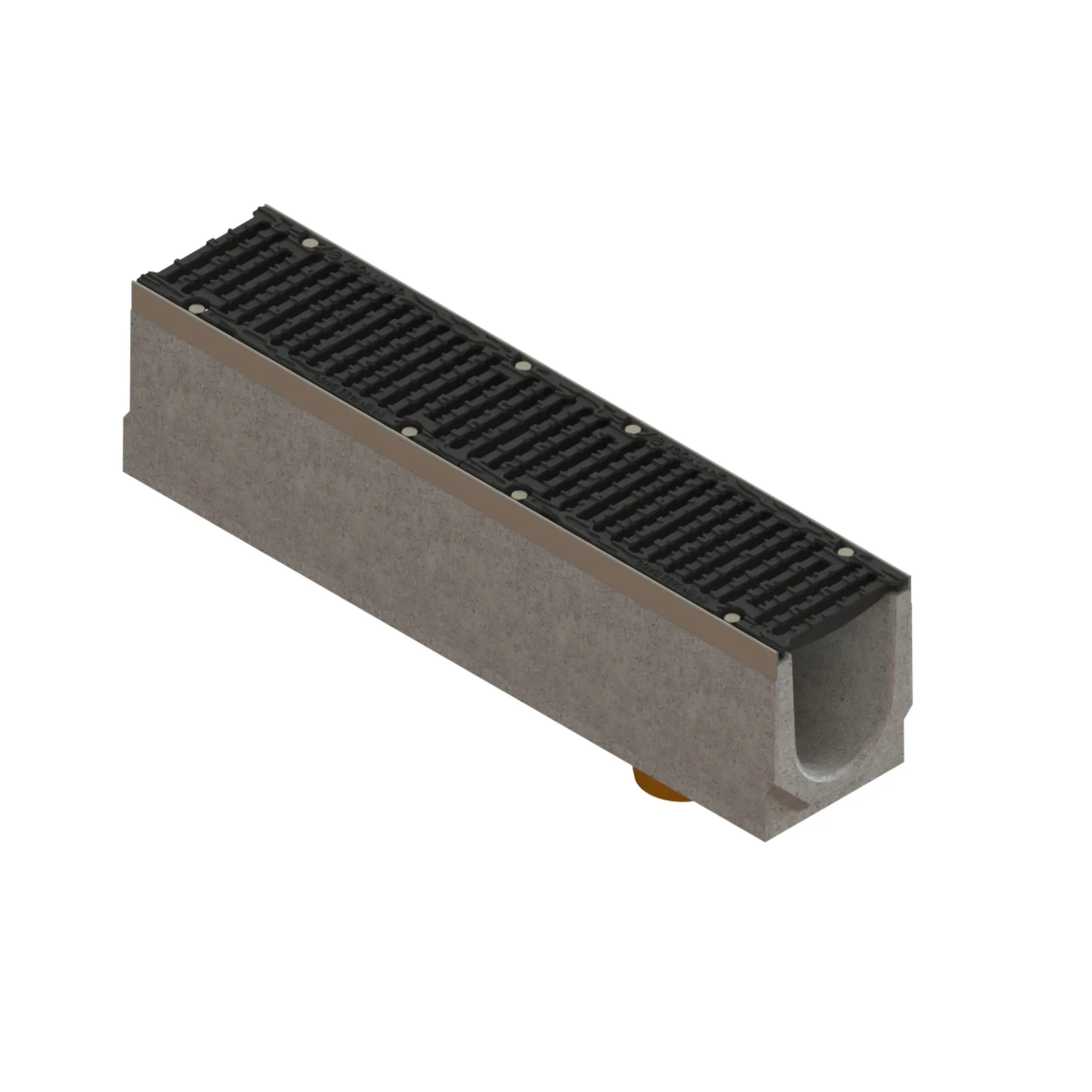Rigole exterioare si accesorii - Kit rigola fibrobeton PRO LN150 Hext.210 muchii otel zincat gratar fonta D400 iesire verticala DN110 1000x210x210 Vodaland gama Drain