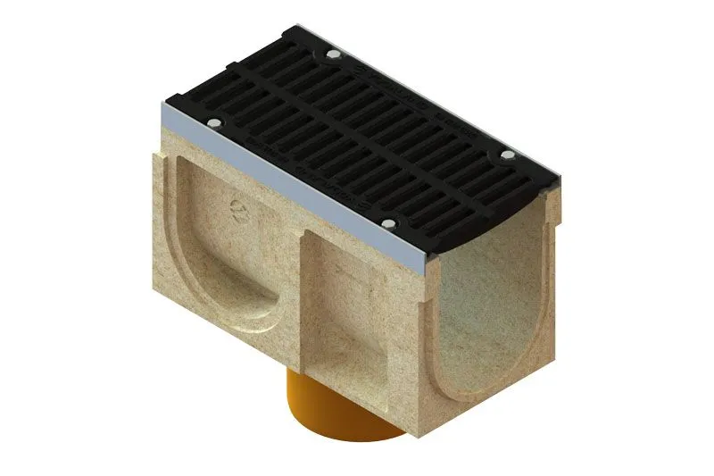 Kit rigola polimerbeton MONO LN200 Hext.310 gratar fonta D400 500x260x310 cu iesire verticala Vodaland gama Drain