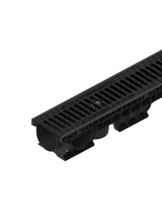 Tevi, fitinguri, robineti si accesorii - Kit rigola din polipropilena model BASE, LN100 Hext.120 gratar din fonta protector (antiderapare) C250 1000x156x120 - Vodaland gama Drain