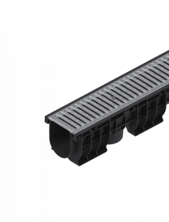 Tevi, fitinguri, robineti si accesorii - Kit rigola din polipropilena model BASE, LN100 Hext.150 gratar otel zincat A15 1000x156x150 - Vodaland gama Drain