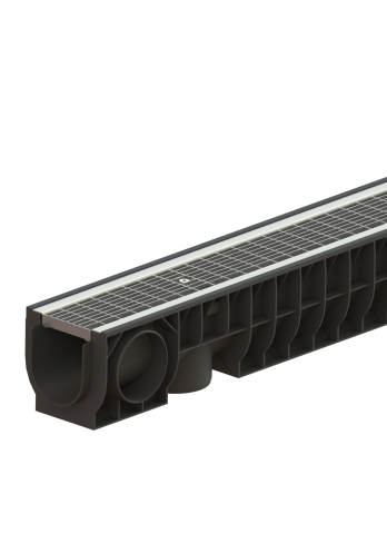 Rigole exterioare si accesorii - Kit rigola PP BASE LN100 Hext.155 gratar otel zincat grila antitoc B125 1000x160x155 Vodaland gama Drain
