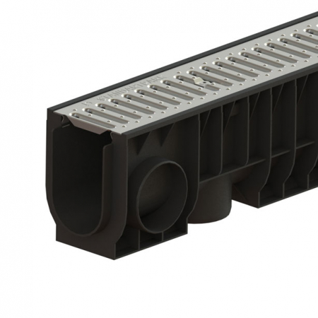 Tevi, fitinguri, robineti si accesorii - Kit rigola din polipropilena model BASE, LN100 Hext.200 gratar otel zincat A15 1000x160x200 - Vodaland gama Drain