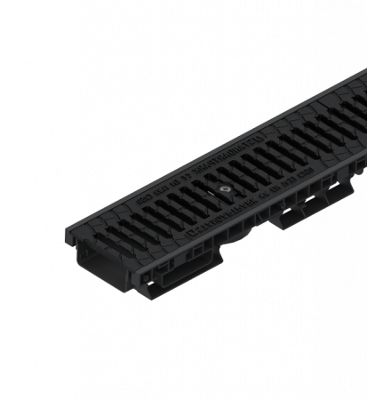 Tevi, fitinguri, robineti si accesorii - Kit rigola din polipropilena model BASE, LN100 Hext.60 gratar din fonta protector (antiderapare) C250 1000x156x60 - Vodaland gama Drain