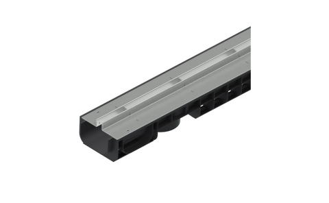 Kit rigola din polipropilena model BASE, LN100 Htot.105 gratar otel zincat tip Fanta T H25mm A15-C250 1000x145x105 - Vodaland gama Drain [1]