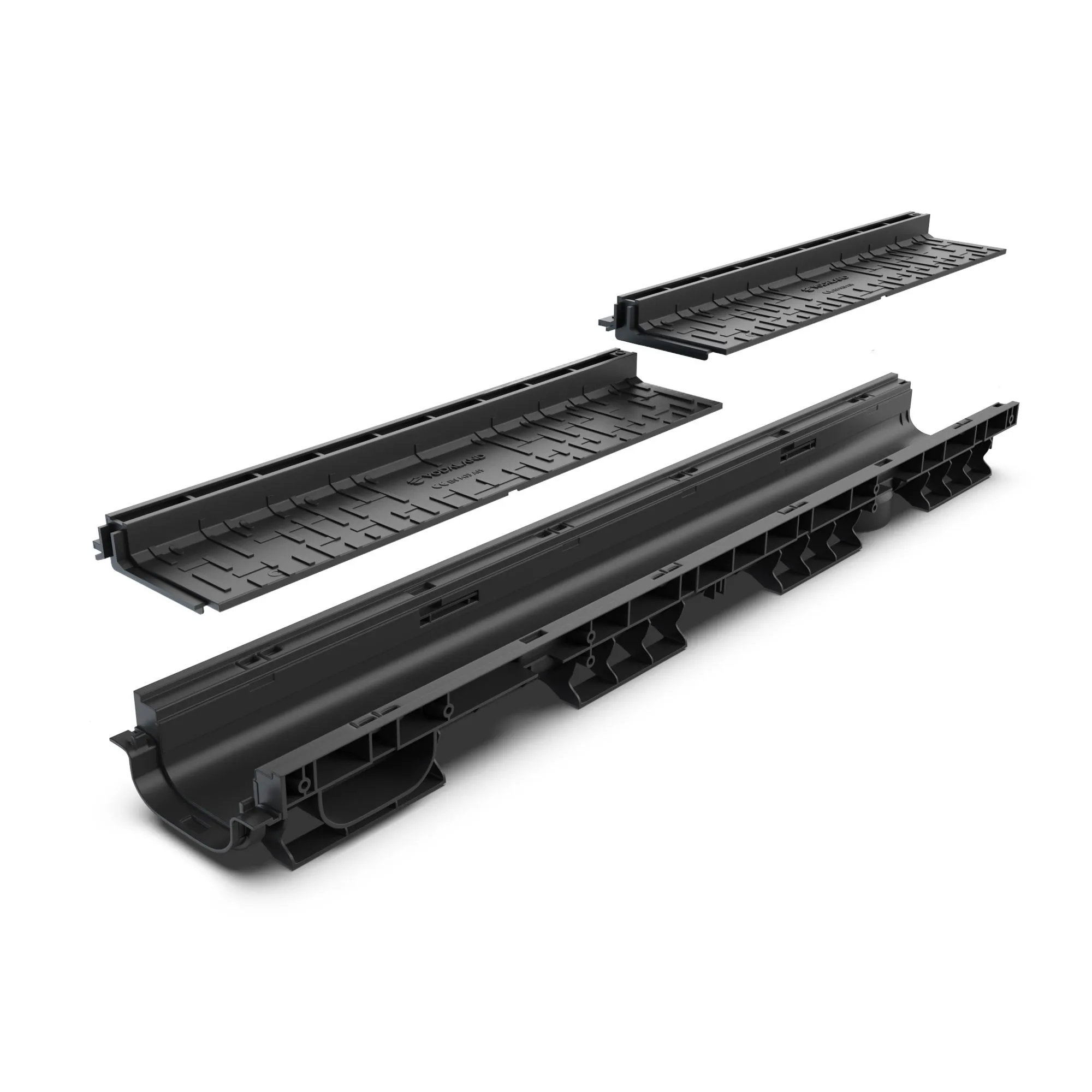 Instalatii de apa si canalizare - Kit rigola PP BASE LN100 Htot.105 gratar PP BASE tip fanta L H25 A15 1000x156x105 Vodaland gama Drain