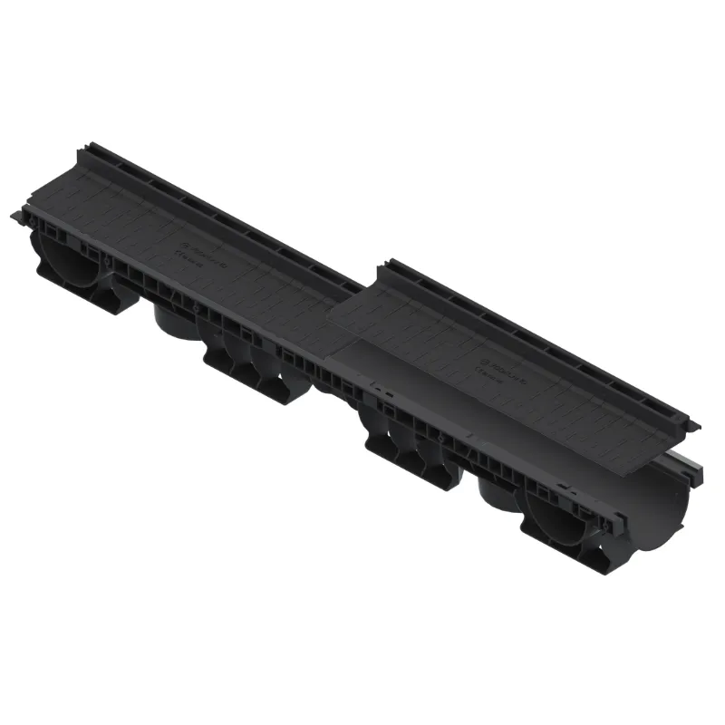 Instalatii de apa si canalizare - Kit rigola PP BASE LN100 Htot.125 gratar PP BASE tip fanta L H25 A15 1000x156x125 Vodaland gama Drain