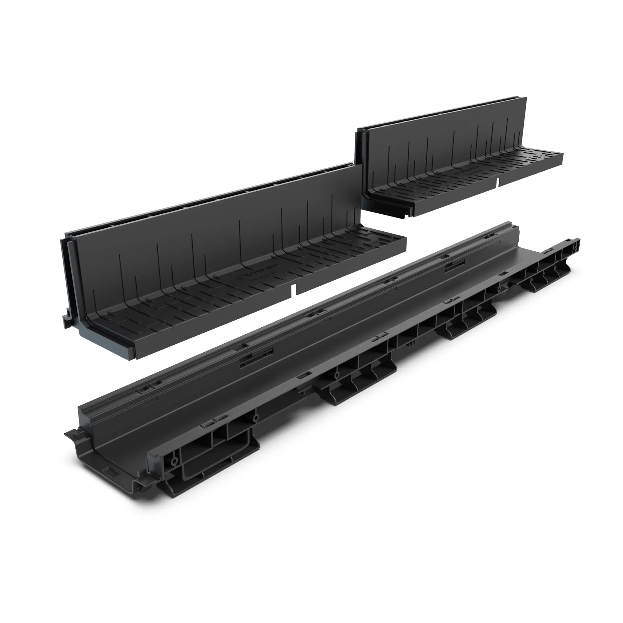 Instalatii de apa si canalizare - Kit rigola PP BASE LN100 Htot.160 gratar PP BASE tip fanta L H100 A15-C250 1000x156x160 Vodaland gama Drain