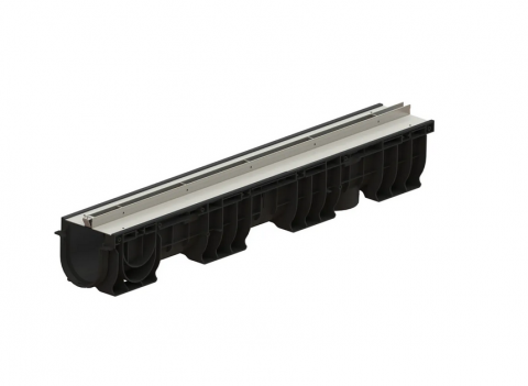 Kit rigola din polipropilena model BASE, LN100 Htot.175 gratar otel zincat tip Fanta T H25mm A15-C250 1000x160x175 - Vodaland gama Drain [3]
