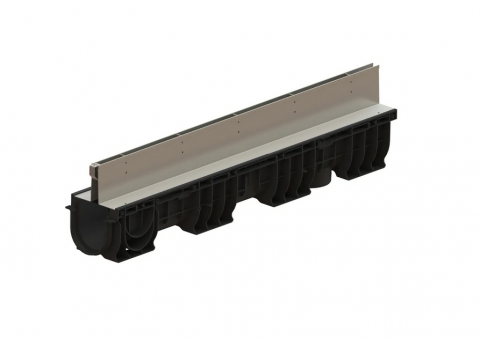 Kit rigola din polipropilena model BASE, LN100 Htot.175 gratar otel zincat tip Fanta T H25mm A15-C250 1000x160x175 - Vodaland gama Drain [1]