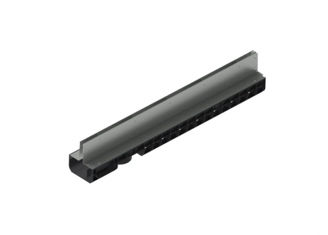 Kit rigola din polipropilena model BASE, LN100 Htot.180 gratar otel zincat tip Fanta T H100mm A15-C250 1000x145x180 - Vodaland gama Drain [1]