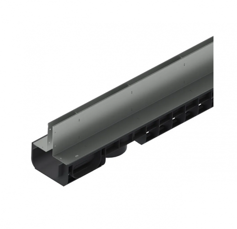 Kit-uri rigole - Kit rigola din polipropilena model BASE, LN100 Htot.180 gratar otel zincat tip Fanta T H100mm A15-C250 1000x145x180 - Vodaland gama Drain