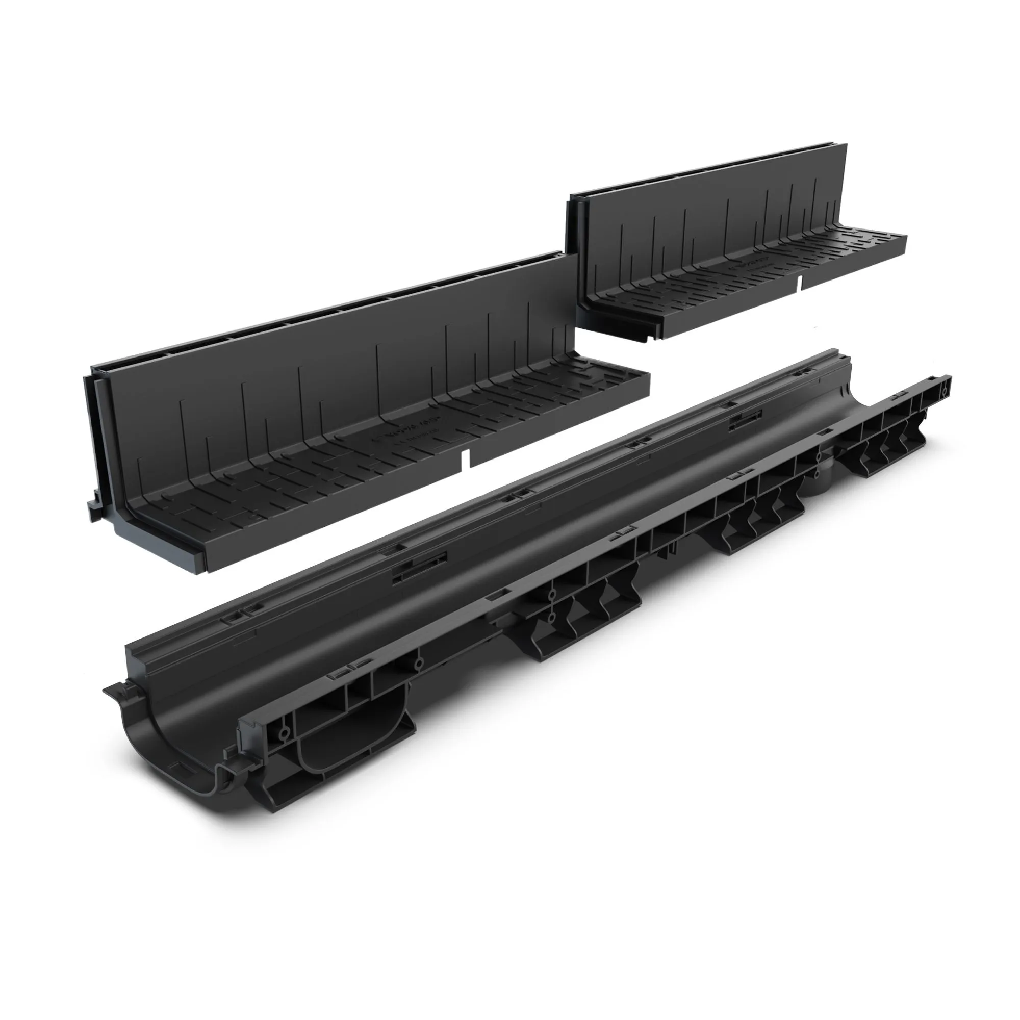 Instalatii de apa si canalizare - Kit rigola PP BASE LN100 Htot.180 gratar PP BASE tip fanta L H100 A15-C250 1000x156x180 Vodaland gama Drain