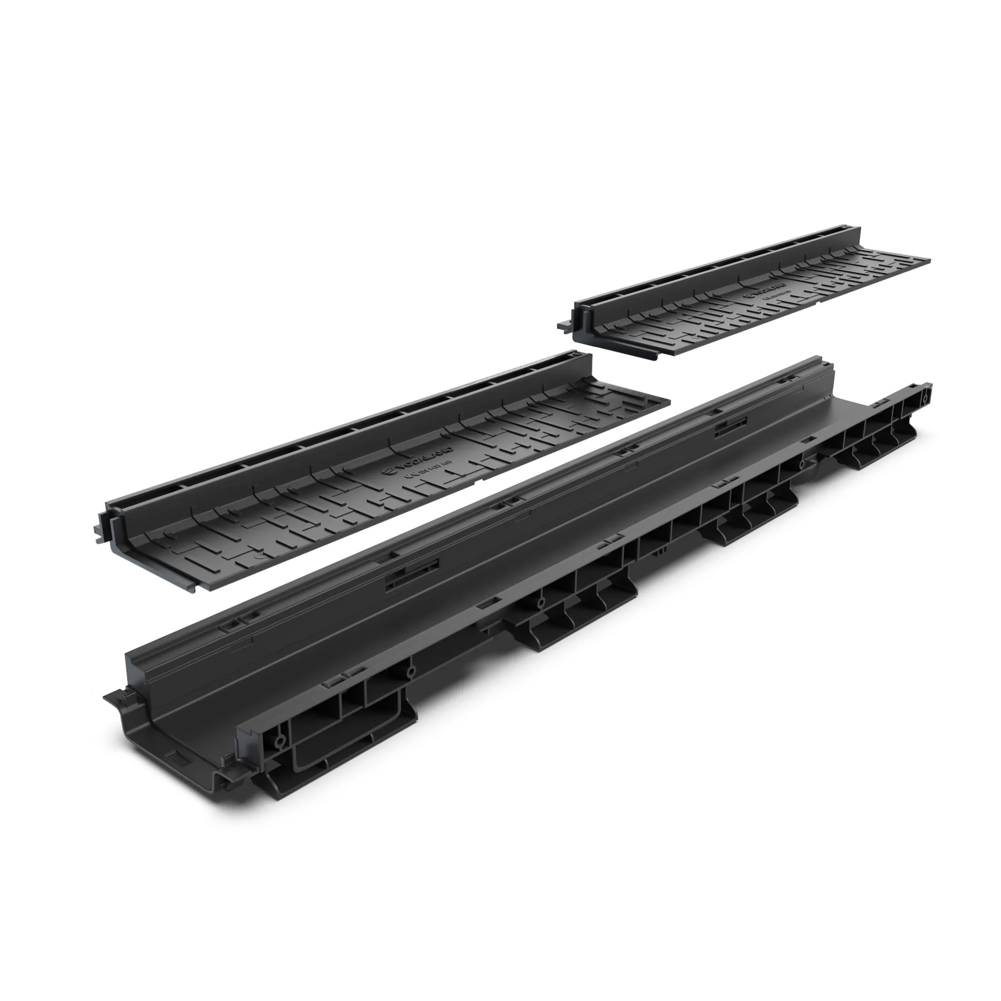 Instalatii de apa si canalizare - Kit rigola PP BASE LN100 Htot.85 gratar PP BASE tip fanta L H25 A15 1000x156x85 Vodaland gama Drain