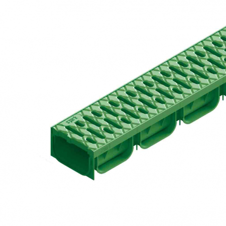 Tevi, fitinguri, robineti si accesorii - Kit rigola din polipropilena model Easy 2, LN100 Hext.70 gratar din polipropilena verde A15 1000x125x70 - Vodaland gama Drain
