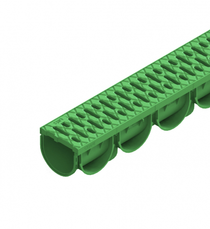 Tevi, fitinguri, robineti si accesorii - Kit rigola din polipropilena model Easy 3, LN100 Hext.100 gratar din polipropilena verde A15 1000x125x100 - Vodaland gama Drain