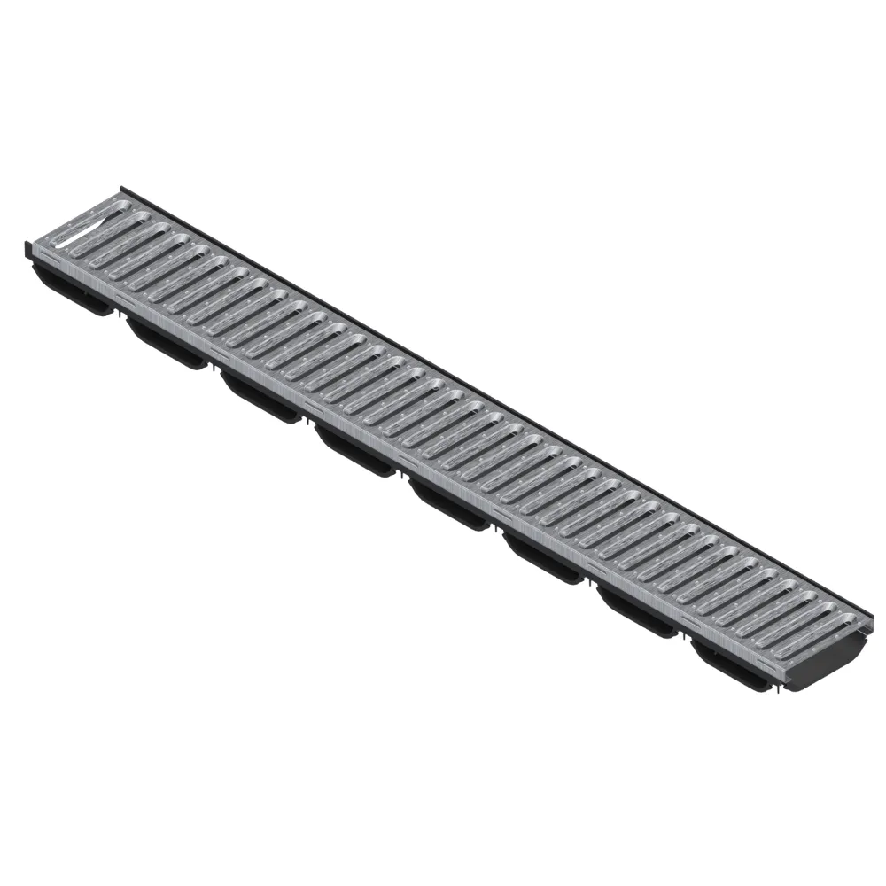 Instalatii de apa si canalizare - Kit rigola PP EASY LOW LN100 Hext.40 gratar otel zincat A15 1000x125x40 Vodaland gama Drain