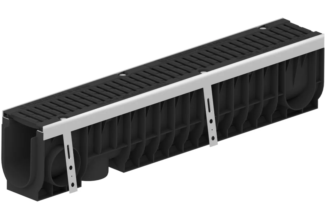 Rigole exterioare si accesorii - Kit rigola PP PRO LN100 Hext.215 muchii otel zincat gratar fonta D400 1000x160X215 Vodaland gama Drain