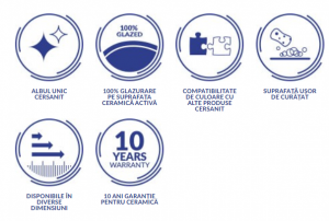 Lavoar suspendat, A=48.5 x H=19 x L=60 cm., Cersanit President 60 [4]