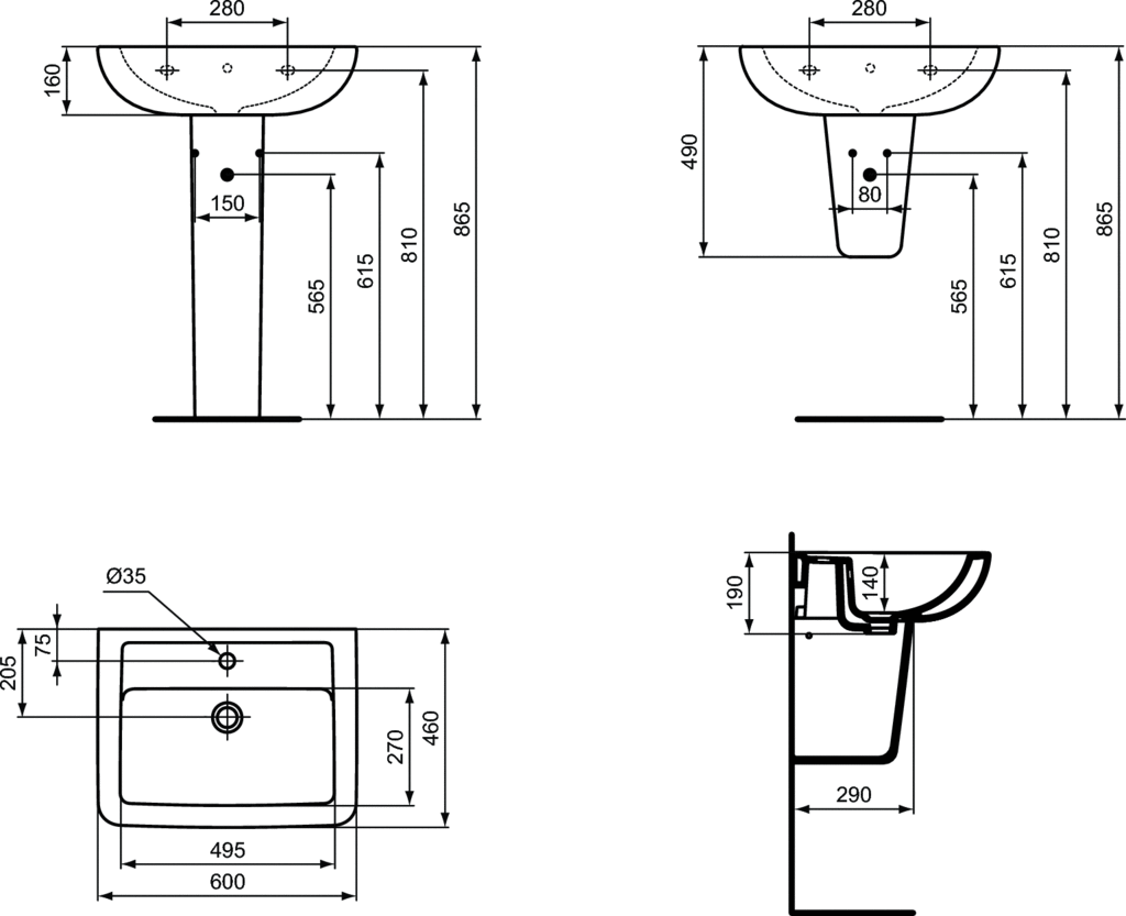 Lavoar suspendat A=46 x L=60 cm Ideal Standard gama Eurovit Plus 60 [2]