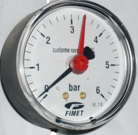 Manometre, presostate si termostate - Manometru axial 1/4, DN63mm, cu ac indicator referinţă, 0/16bar
