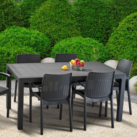 Masa de gradina material plastic Keter pentru a servi masa grafit Melody 4-6 persoane fara scaune 160.5 x 94.5 x 74.5 cm [1]