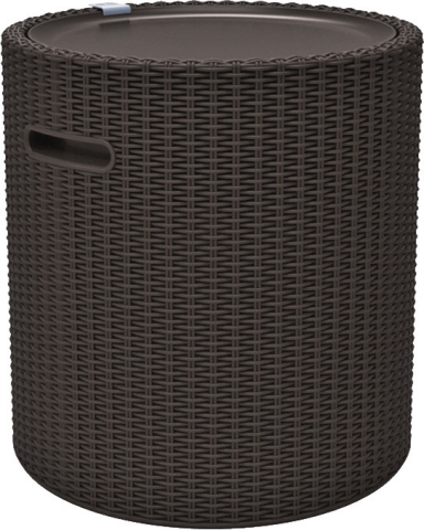 Casa si gradina - Cos depozitare plastic gradina Keter colectia Cool Stool maro utilizare masuta sau scaun pentru balcon sau terasa forma rotunda rezistent UV