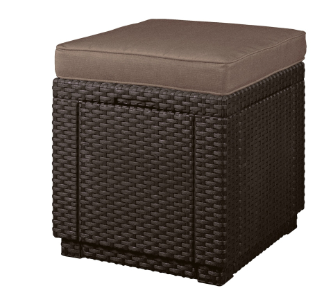 Casa si gradina - Cutie depozitare Keter Ice Cube pentru terasa balcon polipropilena imitatie ratan pentru bauturi maro patrata cu capac dimensiuni 39 x 39 x 43 cm